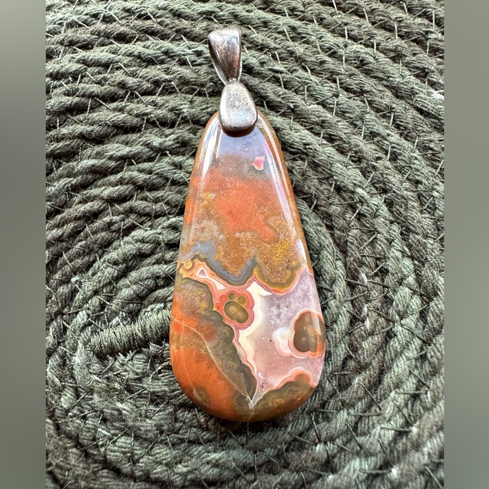 vintage • jasper / sterling silver pendant